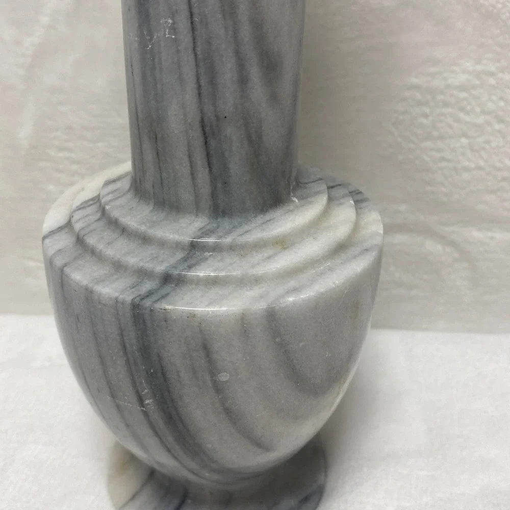 Marble Vase Stone Carved Floral Swirl Design Decorative Tabletop‎ Accent *SEE*